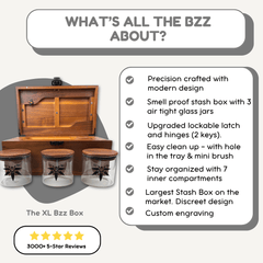 XL Dark Wood BzzBox - Crafted with Precision, Smell-Proof, Lockable, and Discreet Treasure Chest - Bzz Box