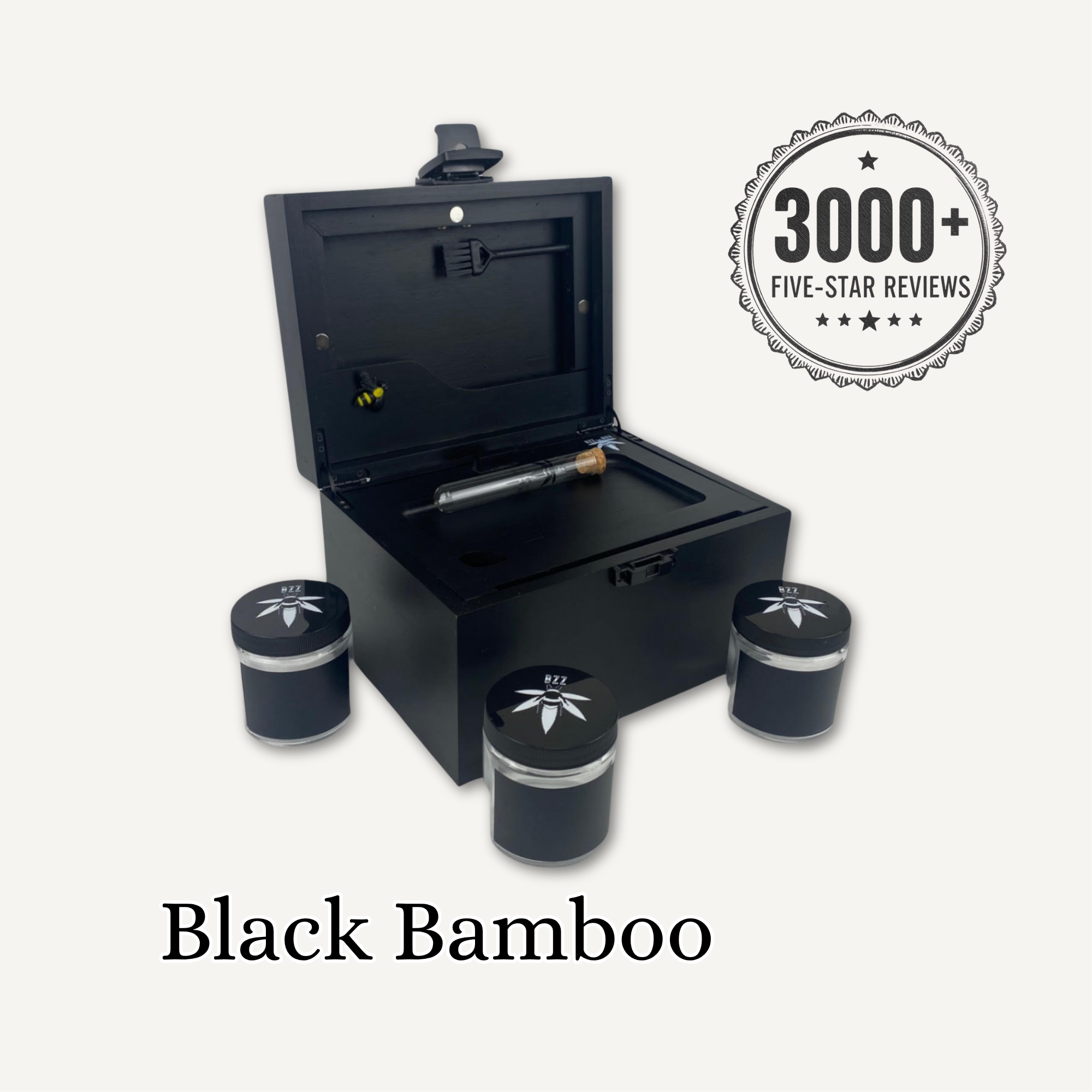 OG Black Bzz Box - Large Black Bamboo Lockable Smell-Proof Stash Box OG Black Bzz Box - Large Black Bamboo Lockable Smell-Proof Stash Box