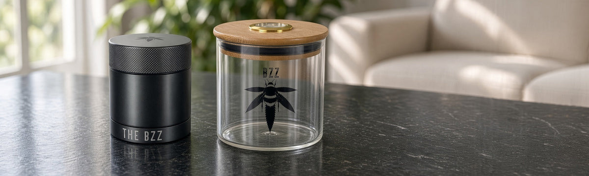 Stash Jars - Bzz Box Collection - the image shows the gun metal stash jar