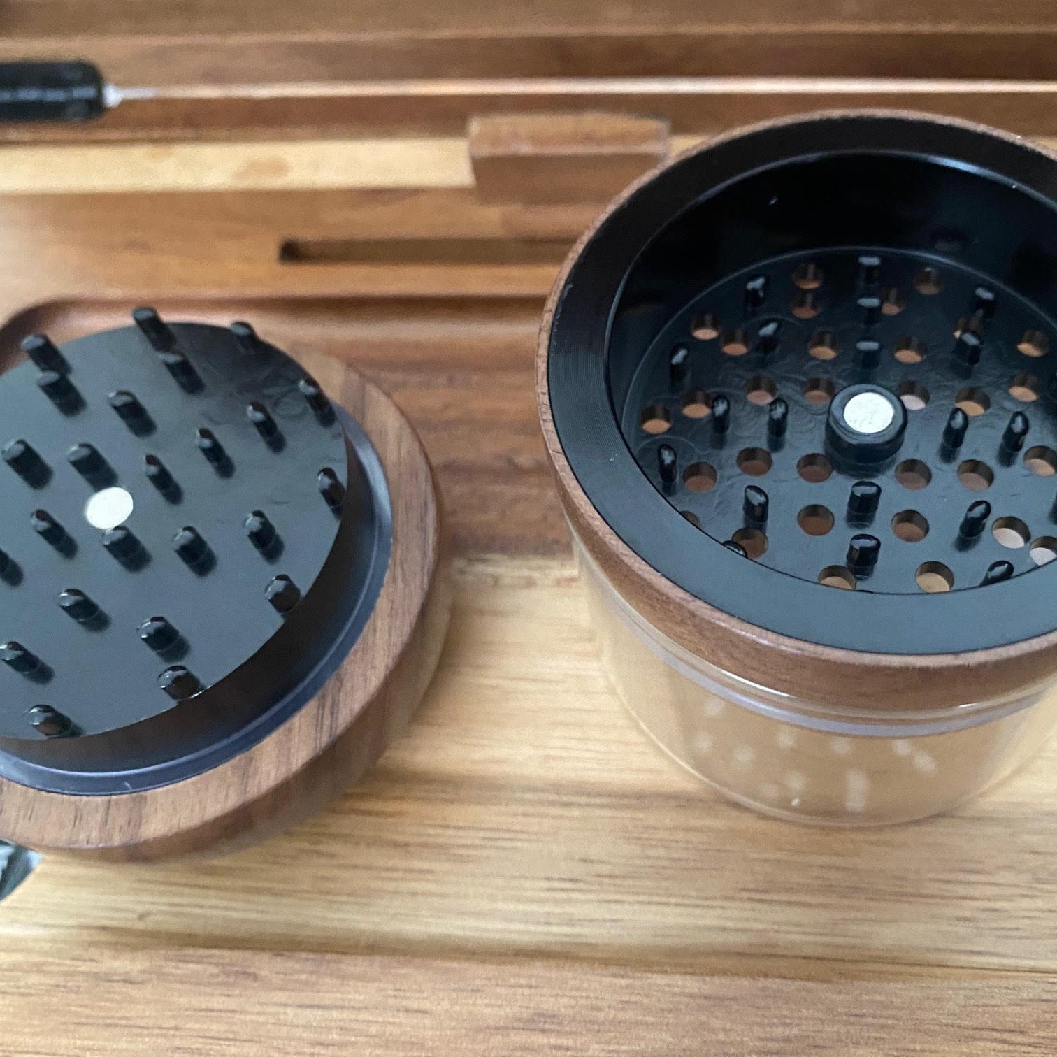 grinder - Dark Wood BzzBox + Bzz Grinder + Gun Metal Stash Jar - Save $25 - Bzz Box