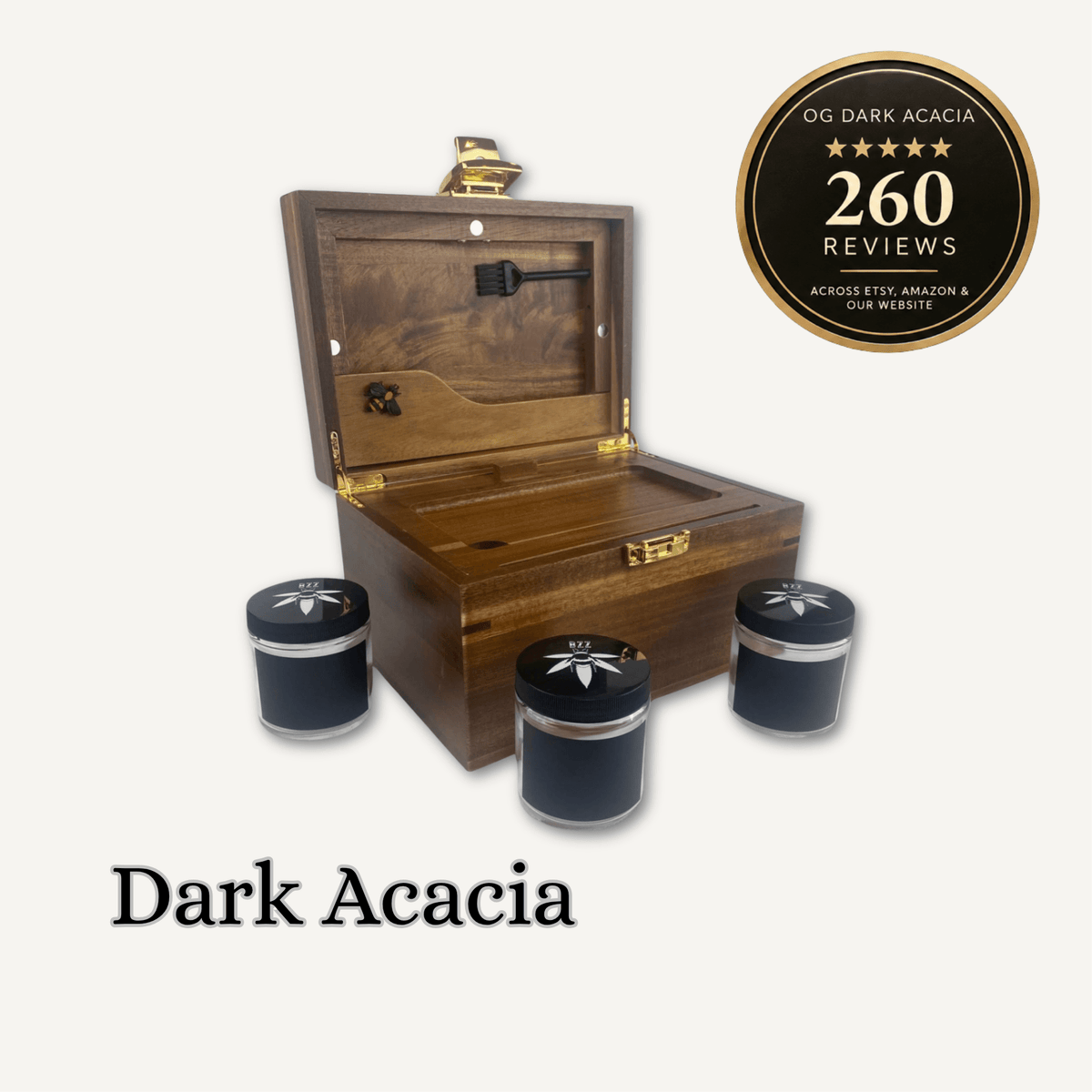 Acacia Wood Stash Box — Lockable & Smell-Resistant | Bzz Box