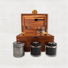 Dark Wood BzzBox + Bzz Grinder + Gun Metal Stash Jar - Save $25 - Bzz Box