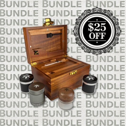 Dark Wood BzzBox + Bzz Grinder + Gun Metal Stash Jar - Save $25