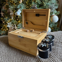 Large Bzz Box Stash Box | Smoking Accessories | Smell Proof Lock Box | Boxes & Bins |Storage & Organization | Bzz Box | Lock Box | Home & Living | smoking  Gift Idea | Stash Box l Rolling Tray l Three Stash Jars l 2 Pokers l Mini Brush l Chalk Marker
