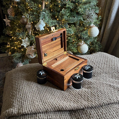 OG Dark Wood Bzz Box Stash Box | Smoking Accessories | Smell Proof Lock Box | Boxes & Bins |Storage & Organization | Bzz Box | Lock Box | Home & Living | smoking  Gift Idea | Stash Box l Rolling Tray l Three Stash Jars l 2 Pokers l Mini Brush l Chalk Marker and Glass Stash Tube