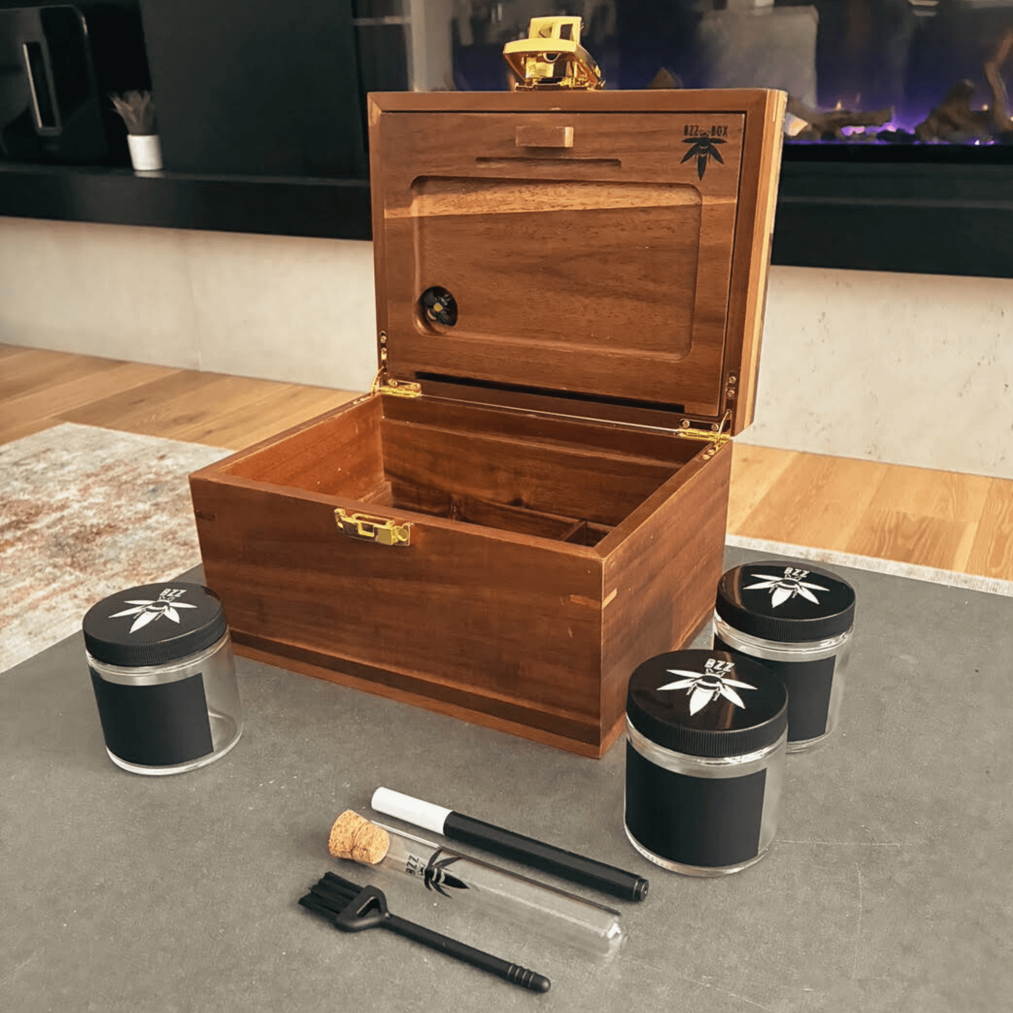 Bzz Box OG Dark Wood Acacia Stash Box | Lockable & Smell-Resistant Bzz Box OG Dark Wood Acacia Stash Box | Lockable & Smell-Resistant