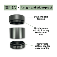 stash jar infographic - Dark Wood BzzBox + Bzz Grinder + Gun Metal Stash Jar - Save $25 - Bzz Box