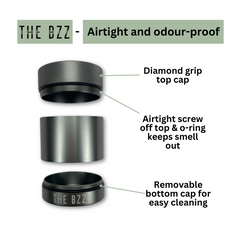 The Bzz Gun Metal Stash Jar - airtight - lightweight durable Aluminum Stash Jar
