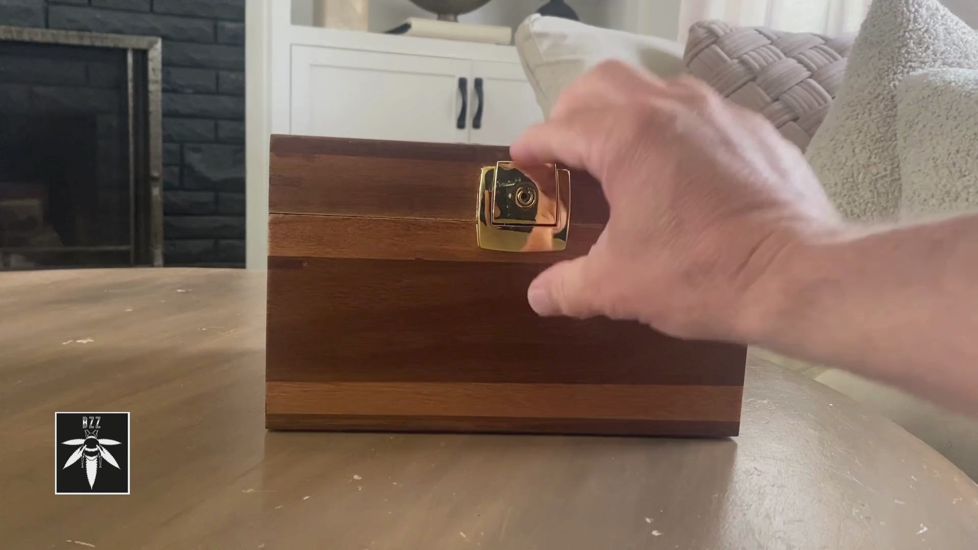dark wood bzz box stash box organizer small proof lock box