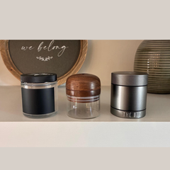 Walnut Grinder + Gun Metal Stash Jar + free Glass Stash Jar - Save 15%