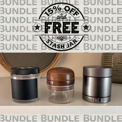 Walnut Grinder + Gun Metal Stash Jar + free Glass Stash Jar - Save 15%