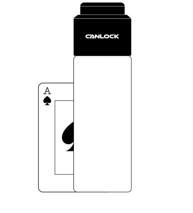 This images shows the size of the stash jar in relation to a playing card.