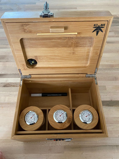 our Hygrometer jar showcased in our extra large Bzz Box.